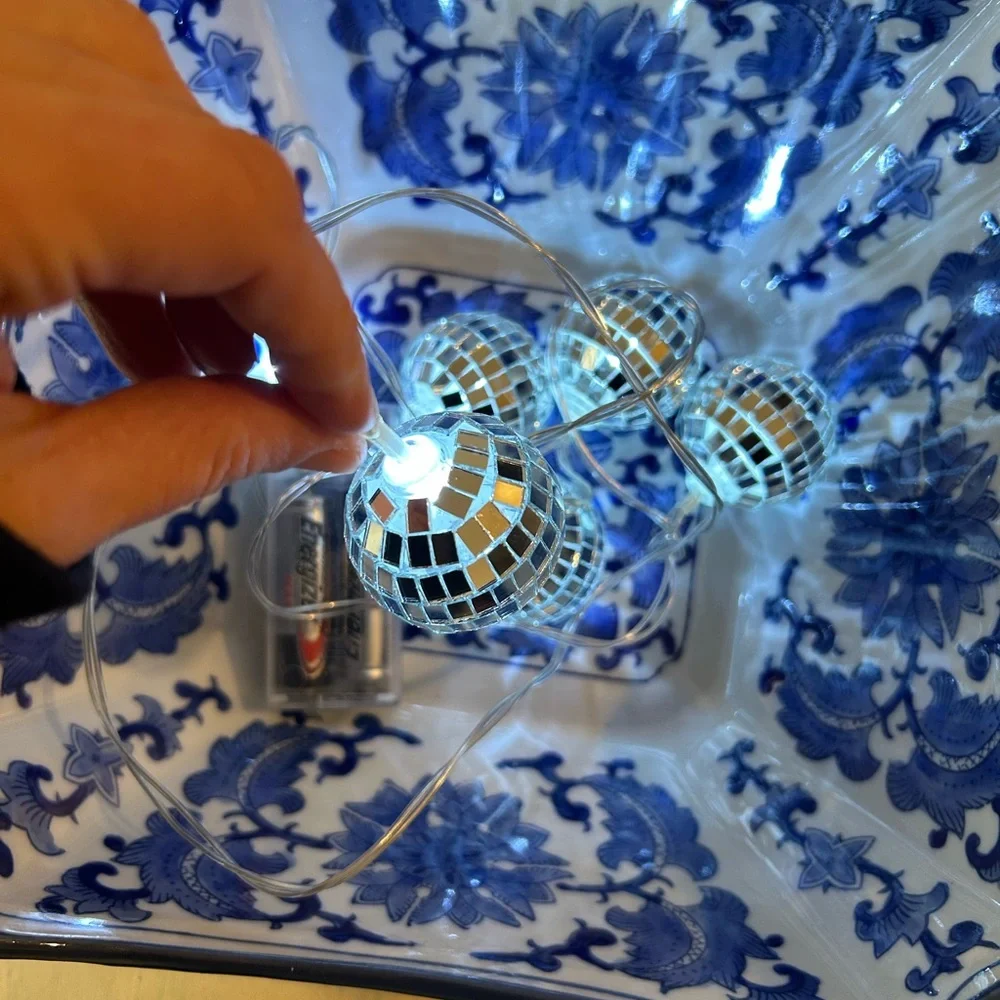 Silver Disco Ball String Lights